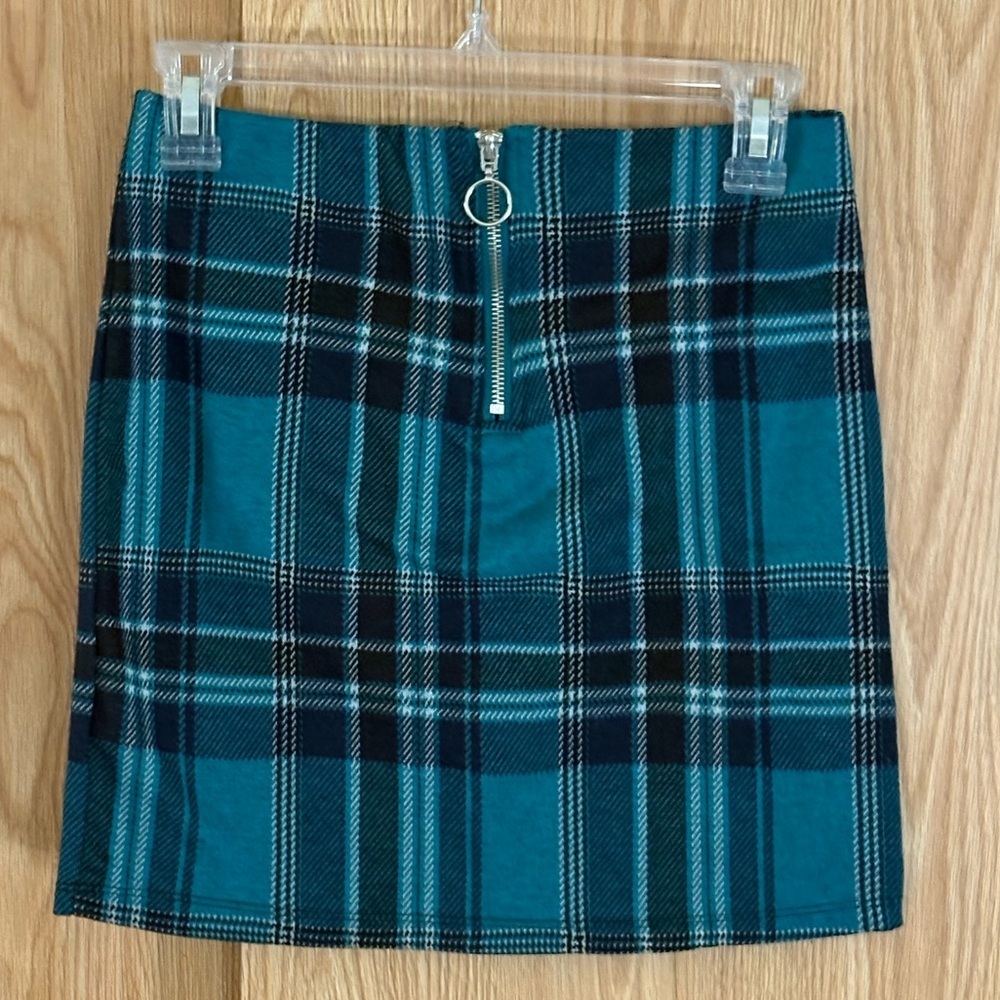 Rue21 Teal Plaid Mini Skirt with Zipper